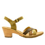 El Naturalista Multi Herbal Embellished Leather Block Sandals with Buckle