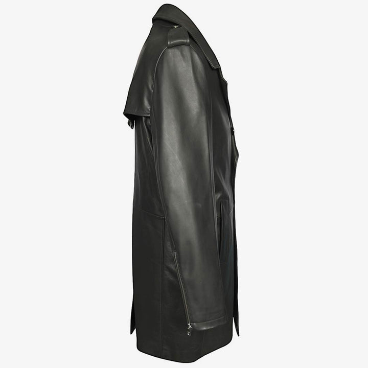 Saint Full-Length Black Leather Trench Coat For Men