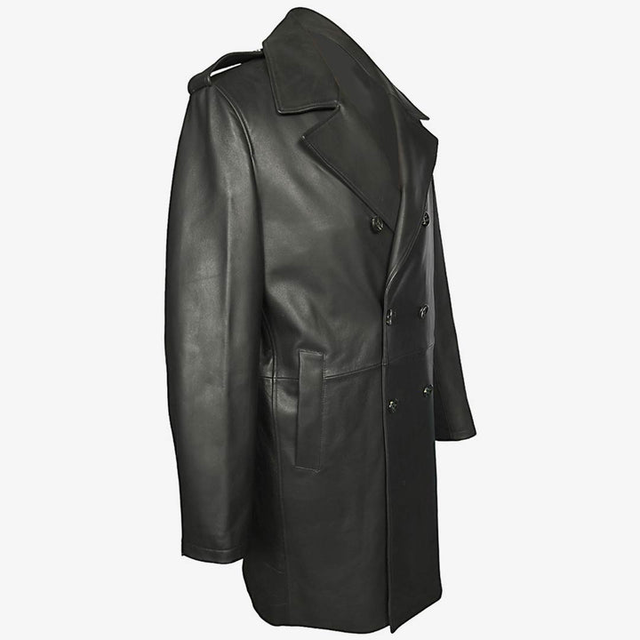 Saint Full-Length Black Leather Trench Coat For Men