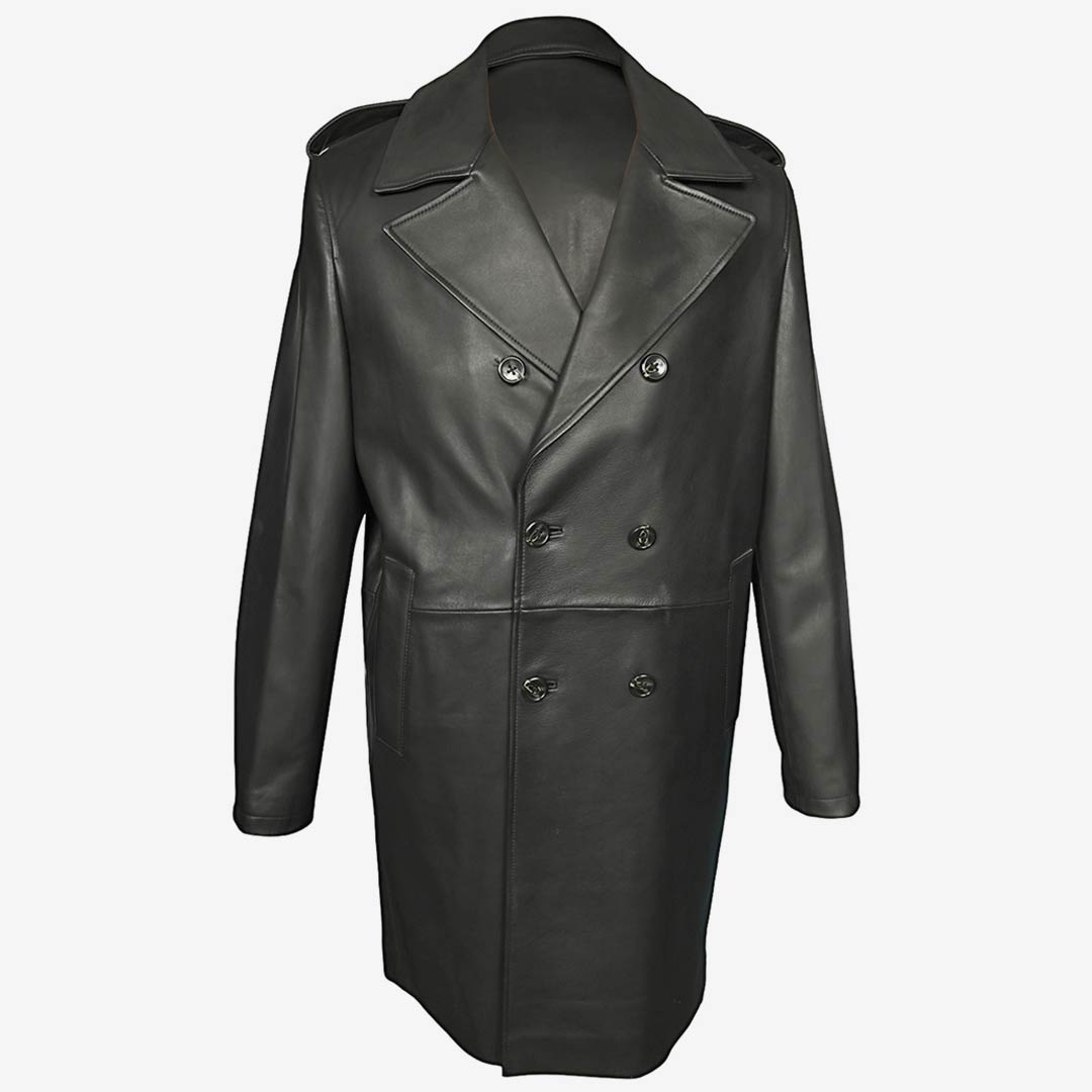 Saint Full-Length Black Leather Trench Coat For Men