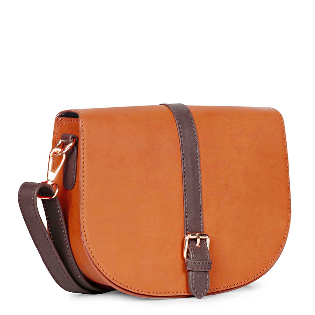 Favore Women Brown Leather Saddle Bags