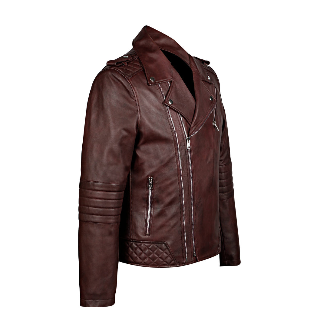 Saint Fabio Men Brown Leather Biker Style Jackets