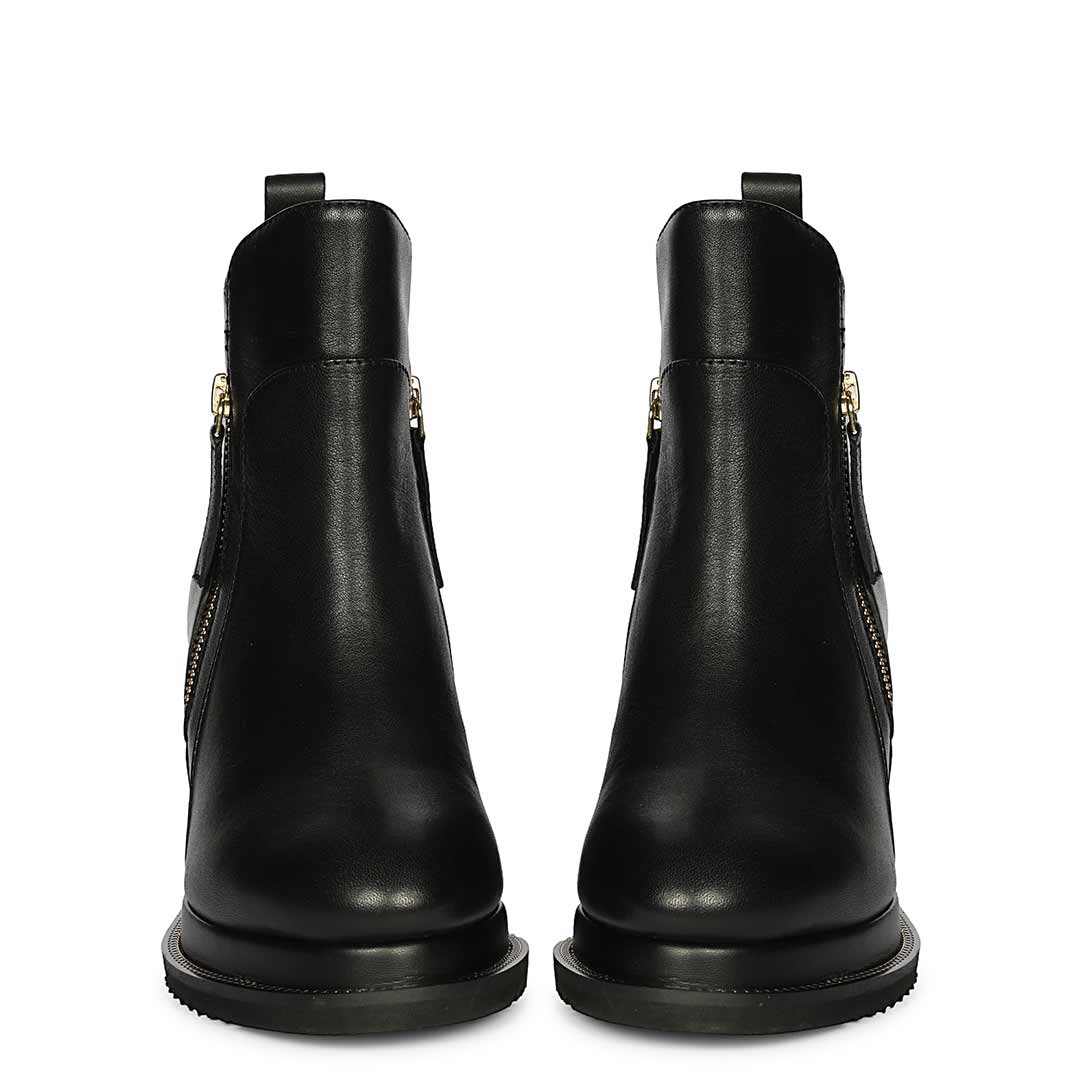 Saint Solange Black Leather Inner Wedge Heel Ankle Boots