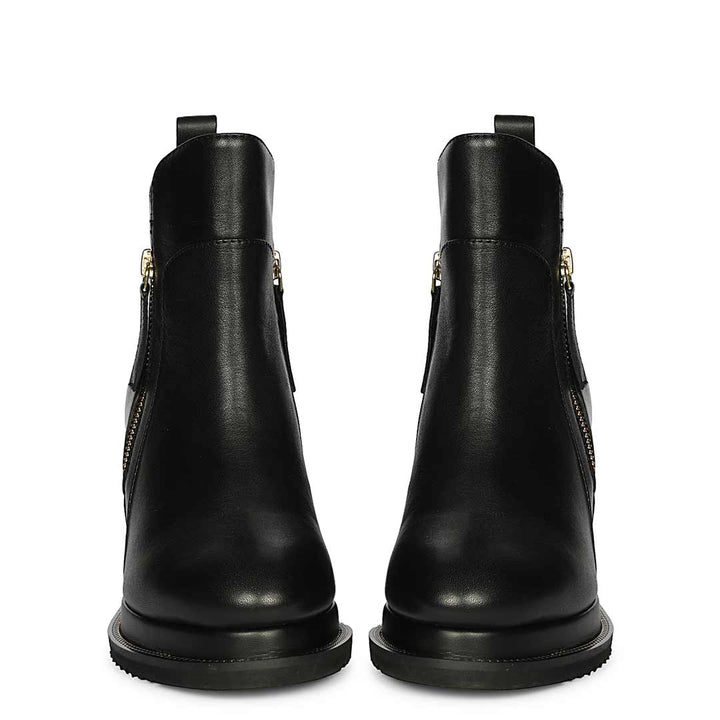 Saint Solange Black Leather Inner Wedge Heel Ankle Boots