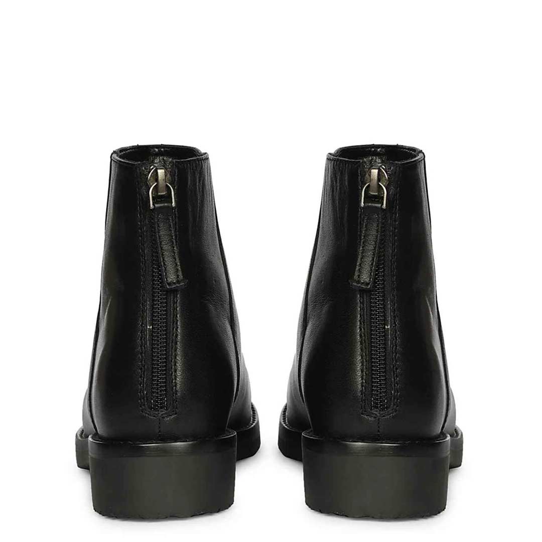 Livia Black Leather Ankle Boots
