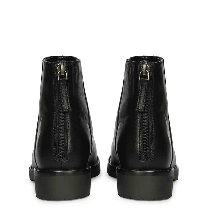 Livia Black Leather Ankle Boots