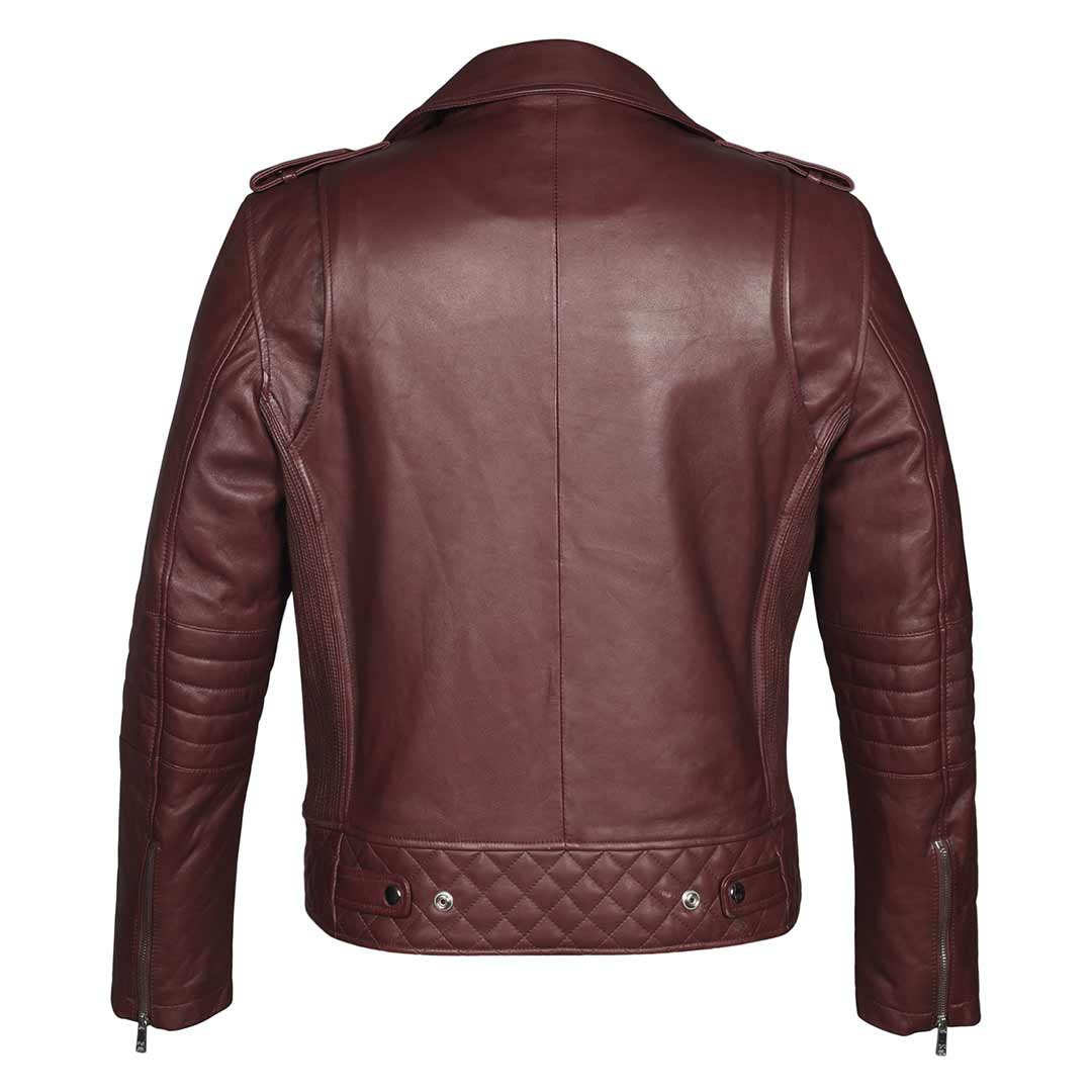 Stylish men’s biker jacket burgundy