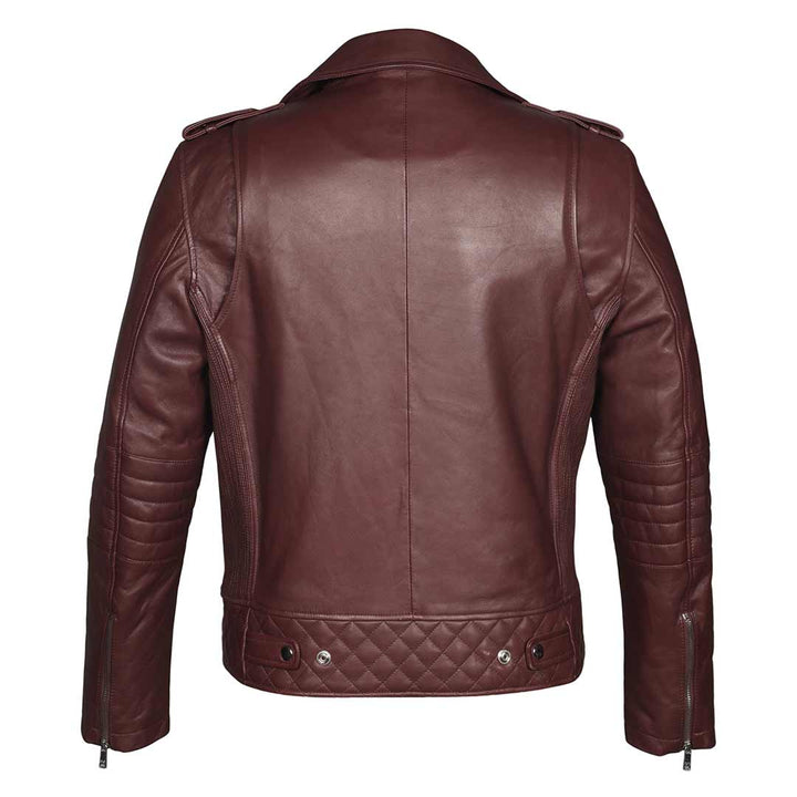 Stylish men’s biker jacket burgundy