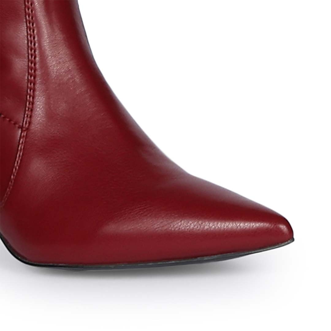 Saint Primrose Maroon Stretch Napa Above The Knee Boots