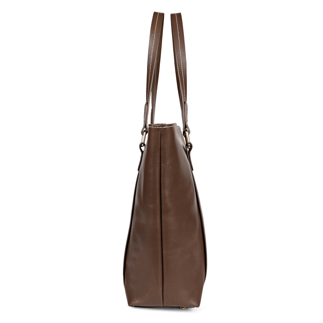 Favore Brown Textured Leather Oversized Shopper Shoulder Bag