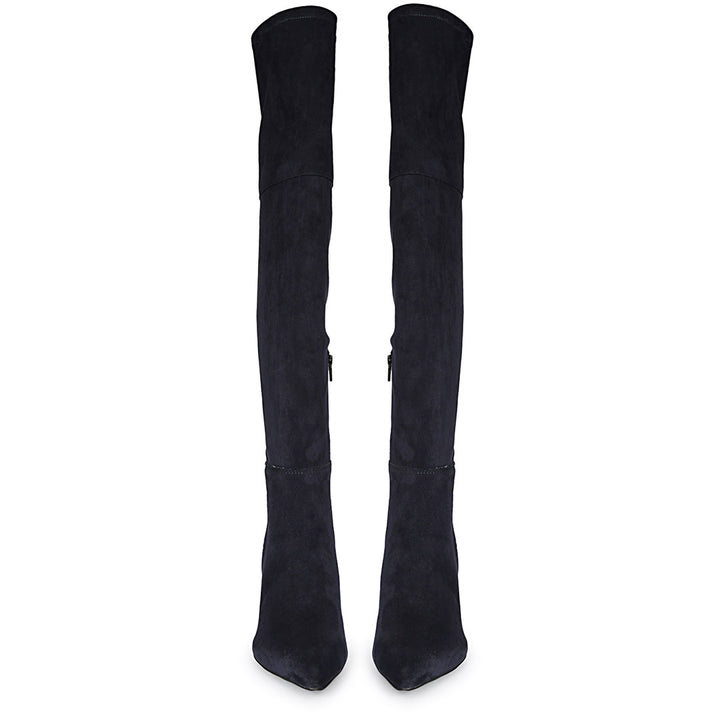 Saint Elodie Navy Stretch Suede Thigh High Boots