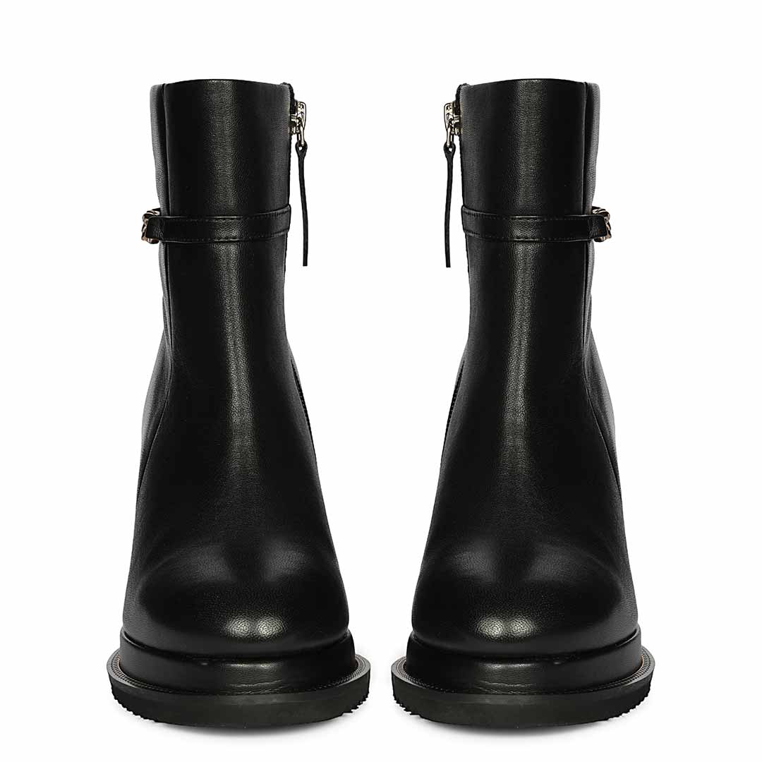 Saint Layana Black Leather Inner Wedge Heel Ankle Boots