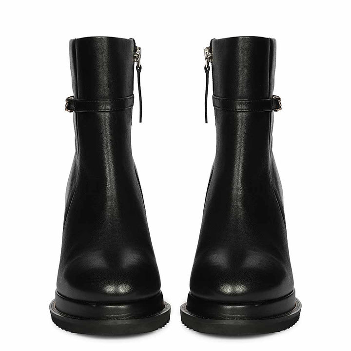 Saint Layana Black Leather Inner Wedge Heel Ankle Boots