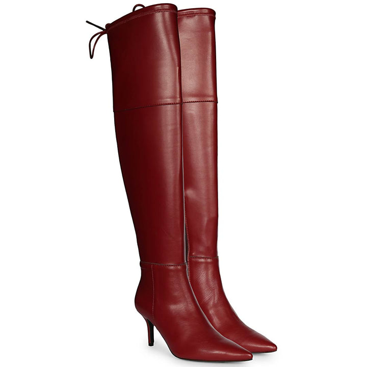 Saint Elodie Maroon Stretch Napa Thigh High Boots