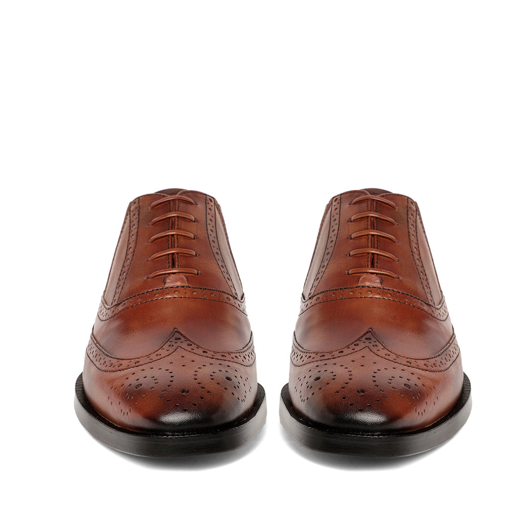 Saint Vincenzo Tan Leather Square Toe Lace Up Décor Shoes