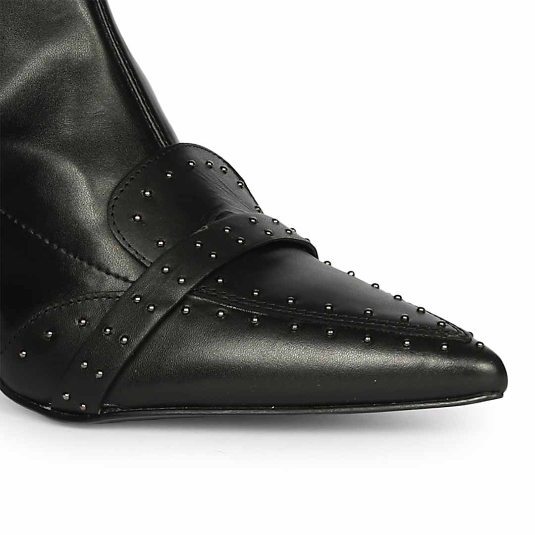 Saint Meribel Studded Black Stretch Napa Long Boots