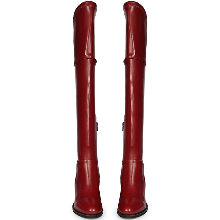 Saint Belinda Maroon Stretch Napa Thigh High Boots