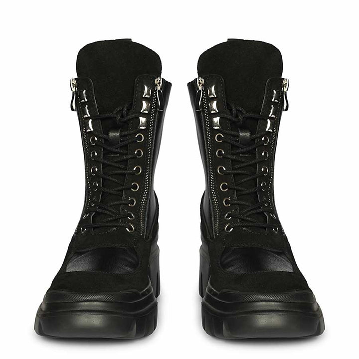Saint Kendall Black Leather Lace Up High Ankle Boots