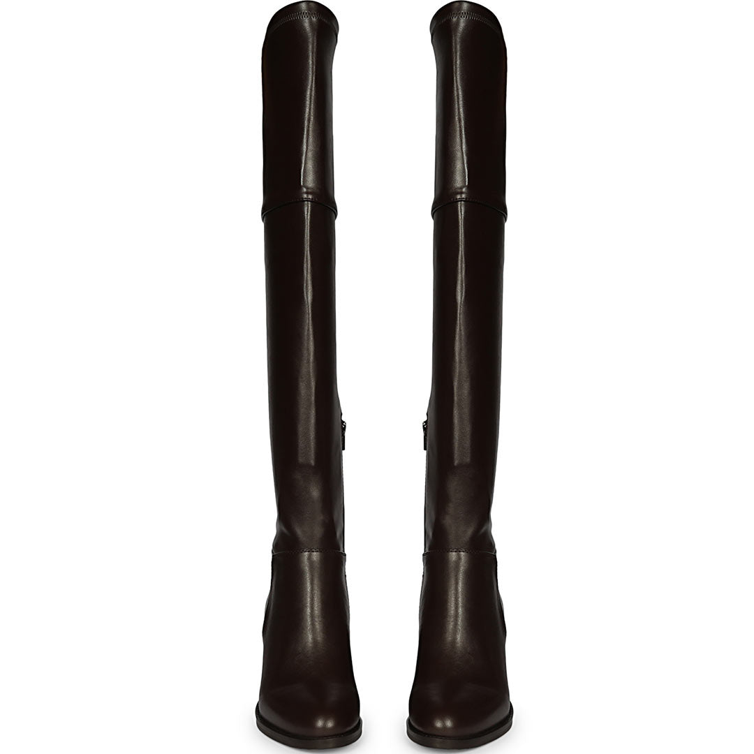 Saint Belinda Brown Stretch Napa Thigh High Boots