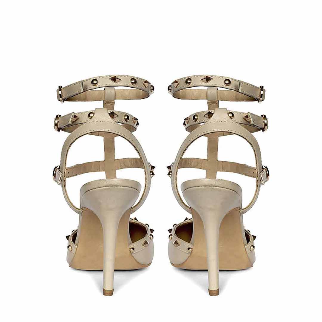 Saint Brittany Studded Cage Nude Leather Pumps