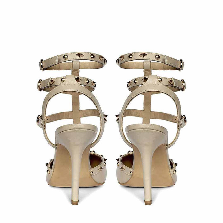Saint Brittany Studded Cage Nude Leather Pumps