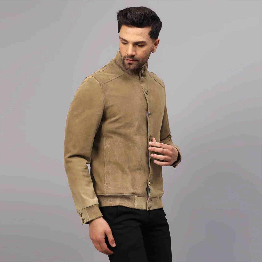 Saint Valen Mens Tan Suede Leather Jackets