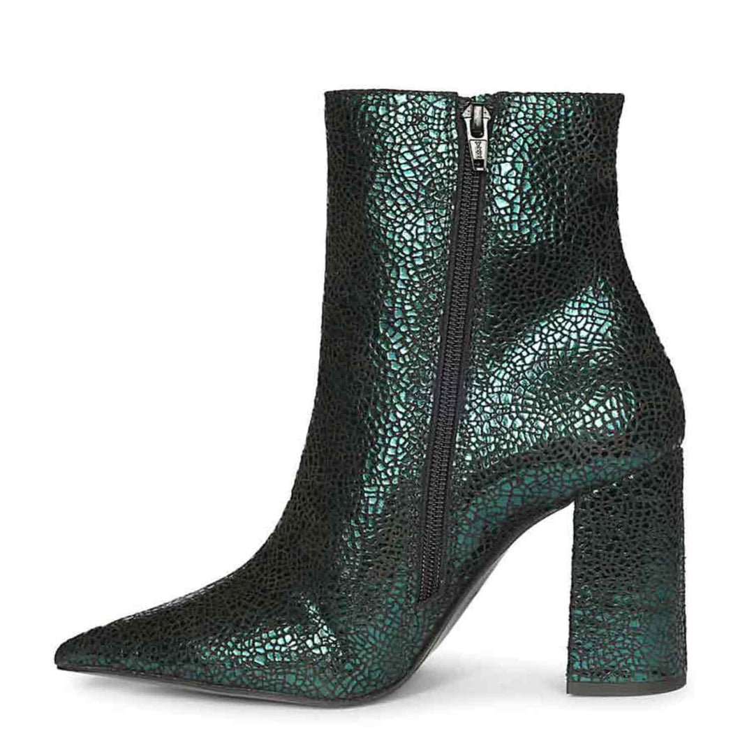 Saint Lorena Green Metallic Leather High Ankle Boots