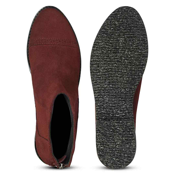 Giada Burgundy Suede Leather Ankle Boots