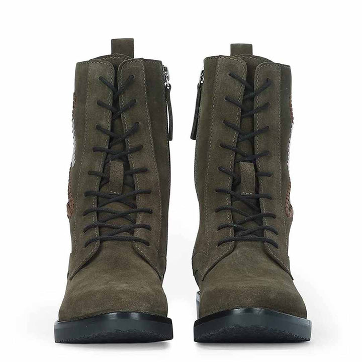 Siena Forest Green Suede Leather Ankle Boots