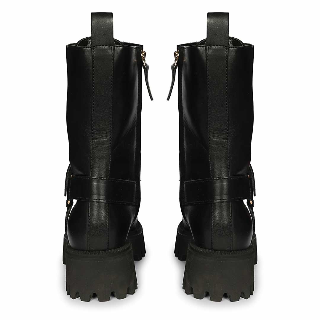 Saint Cyrilo Black Snake Print Leather High Ankle Boots