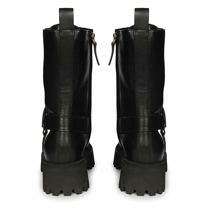 Saint Cyrilo Black Snake Print Leather High Ankle Boots