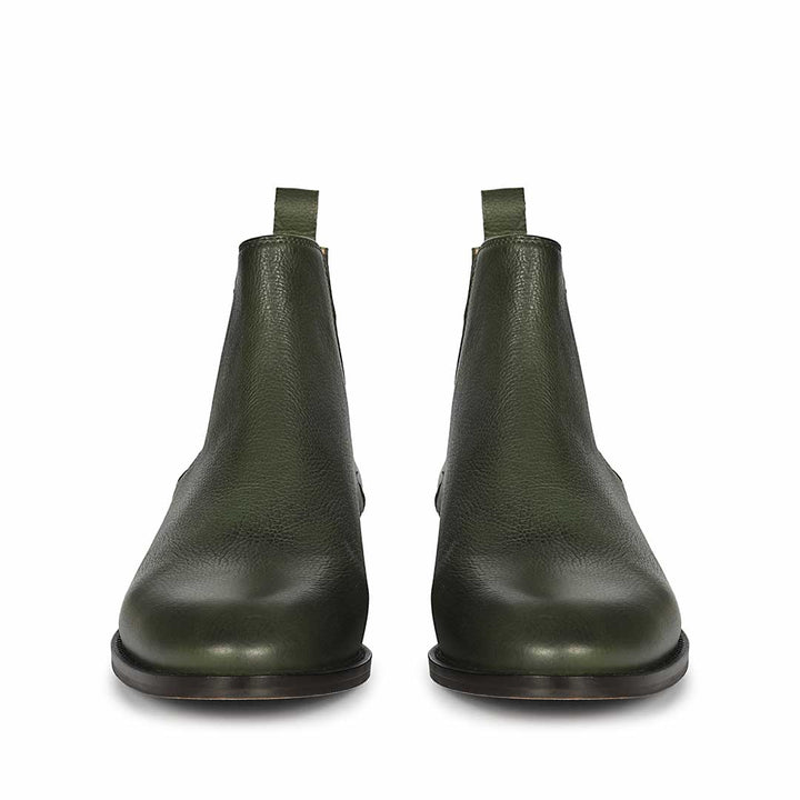 Saint Andrés Green Leather Chelsea Boots