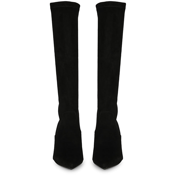 Saint Jemima Black Stretch Suede Kitten Heel Knee High Boots