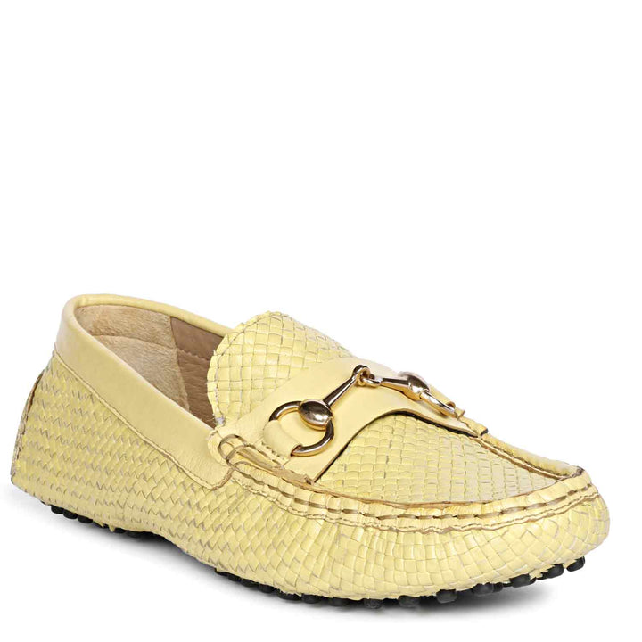 Saint Lucy Lime Woven Leather Loafers