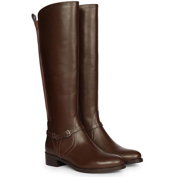 Saint Drusilla Brown Leather Knee High Boots
