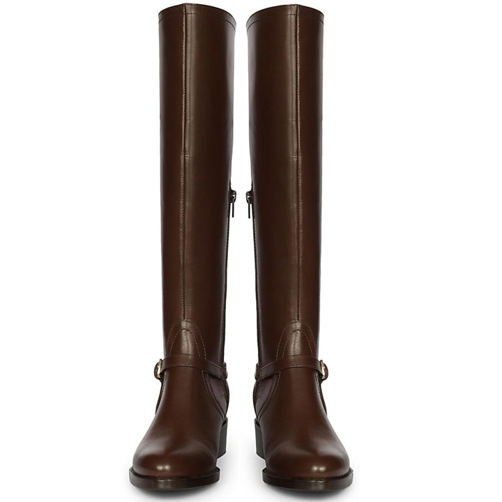 Saint Drusilla Brown Leather Knee High Boots