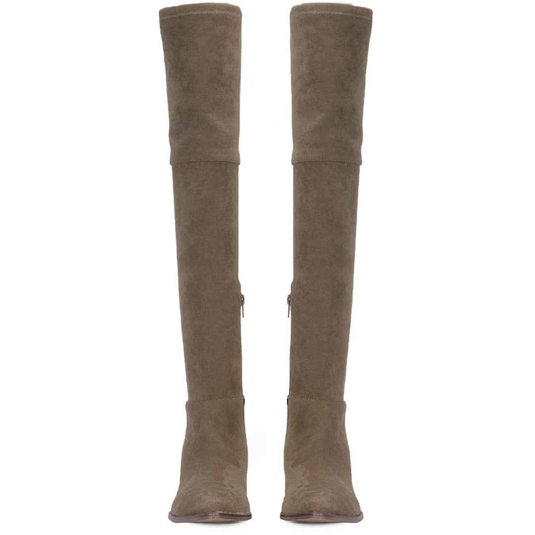 Saint Ophelia Taupe Stretch Suede Above The Knee Boots