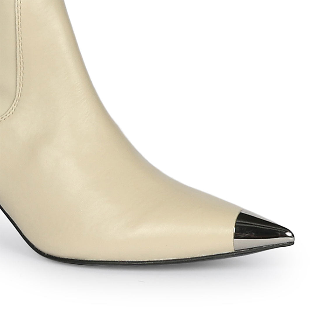 Saint Laurine Beige Stretch  Above The Knee Boots