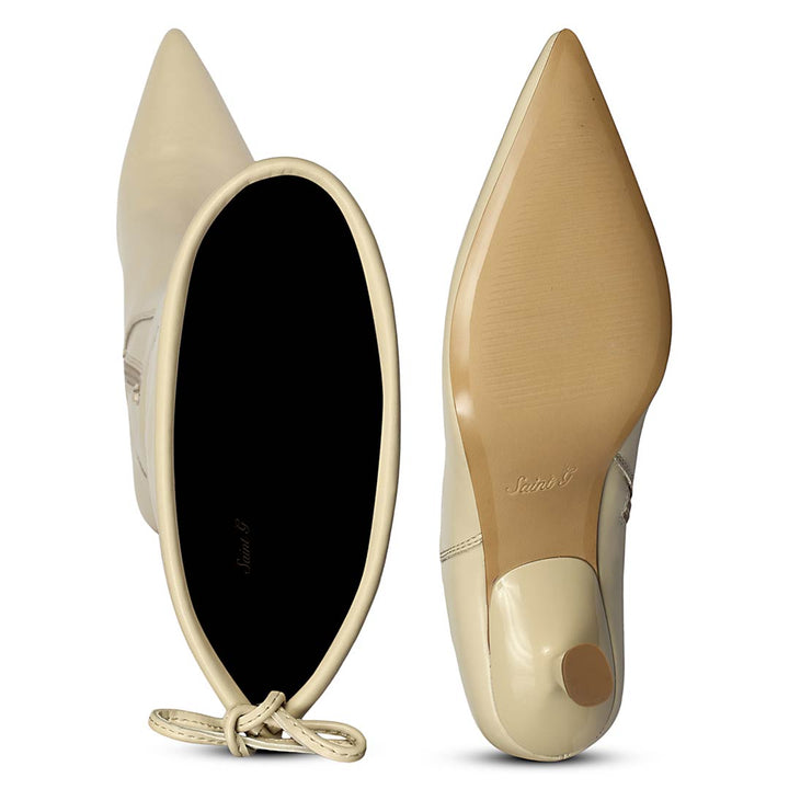 Saint Primrose Beige Stretch Napa Above The Knee Boots