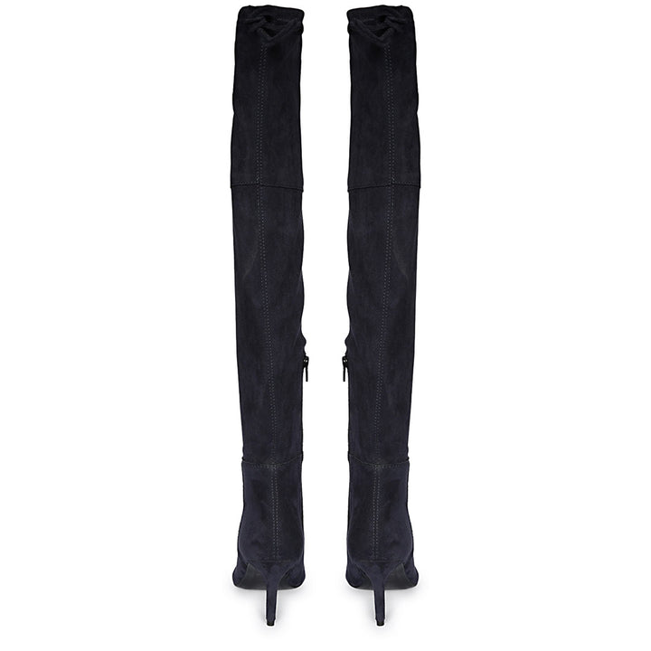 Saint Elodie Navy Stretch Suede Thigh High Boots