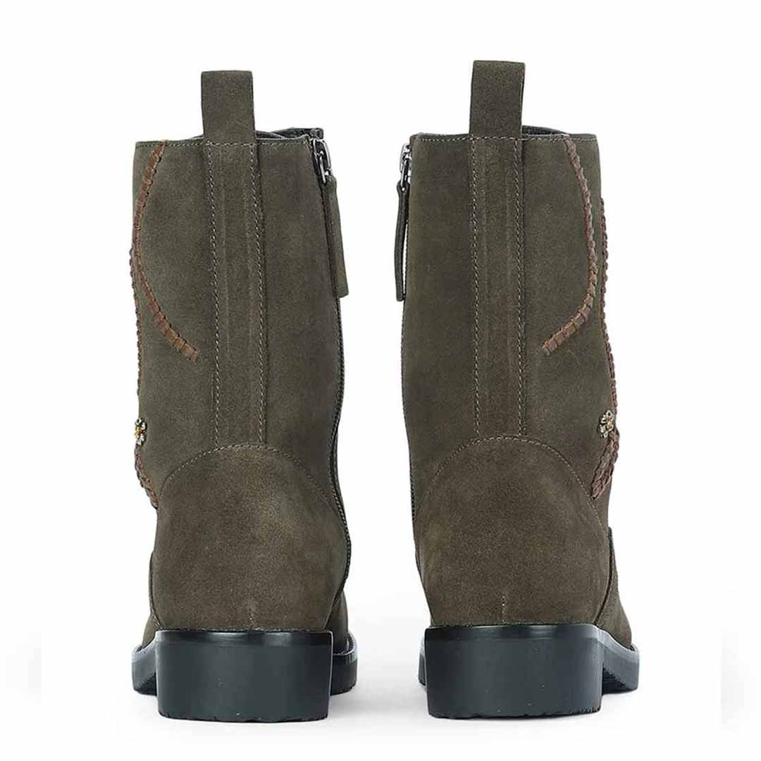 Siena Forest Green Suede Leather Ankle Boots