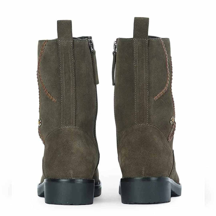 Siena Forest Green Suede Leather Ankle Boots