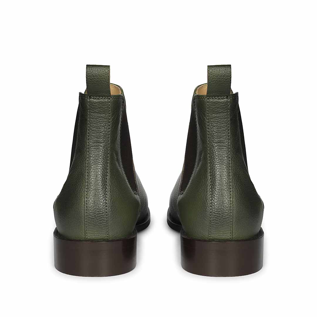 Saint Andrés Green Leather Chelsea Boots