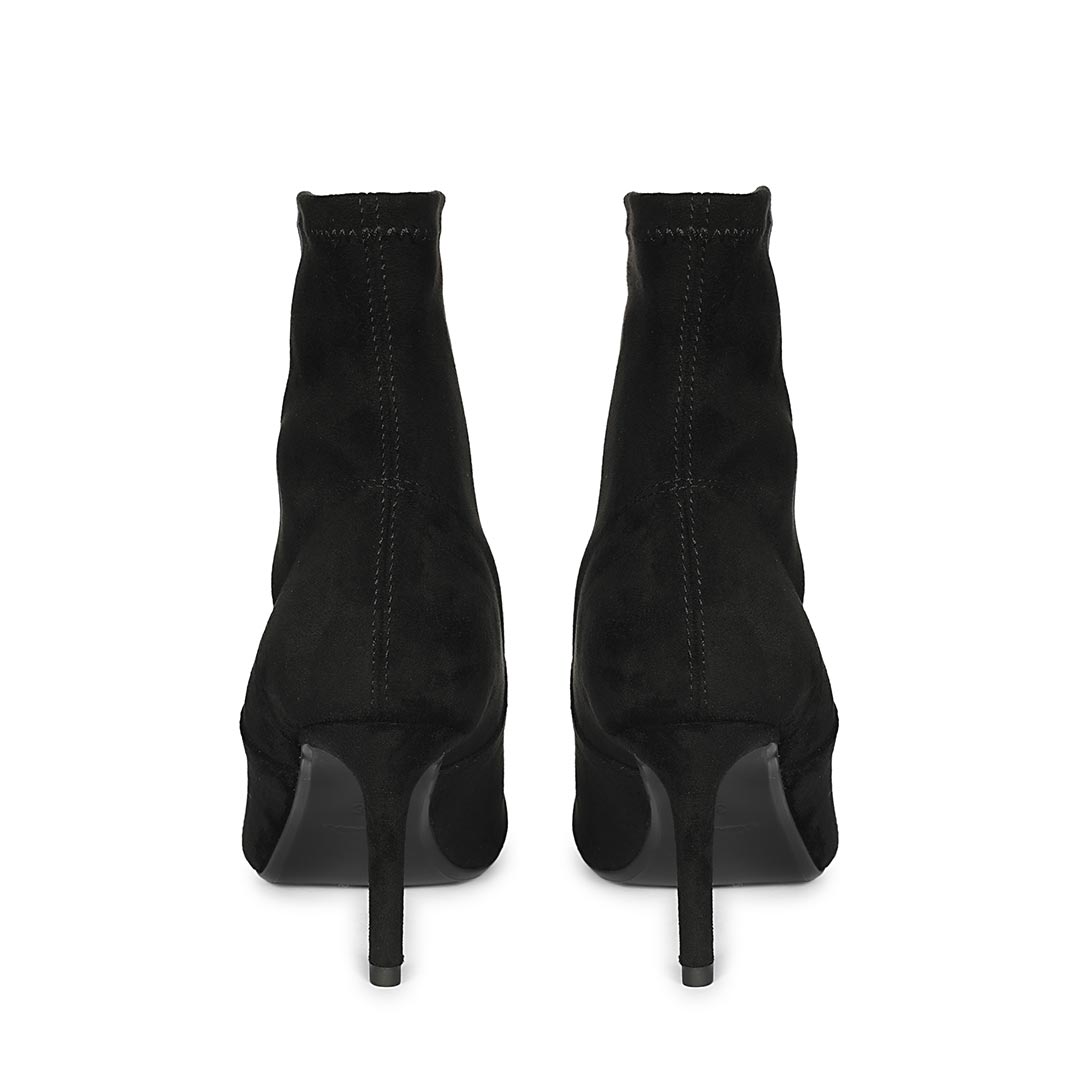 Saint Jemima Black Stretch Suede Kitten Heel Ankle Boots
