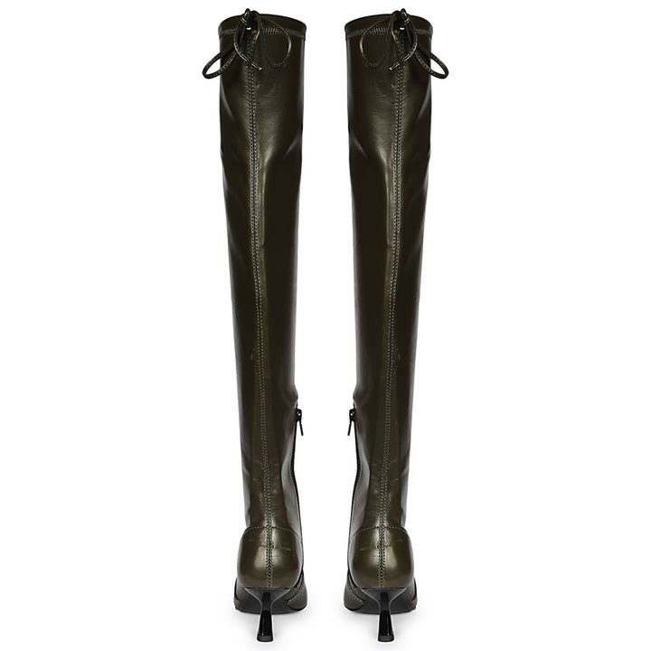 Saint Primrose Olive Stretch Napa Above The Knee Boots