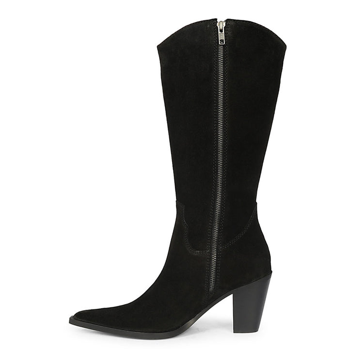 Saint Prune Black Suede High shaft Cowboy Boots