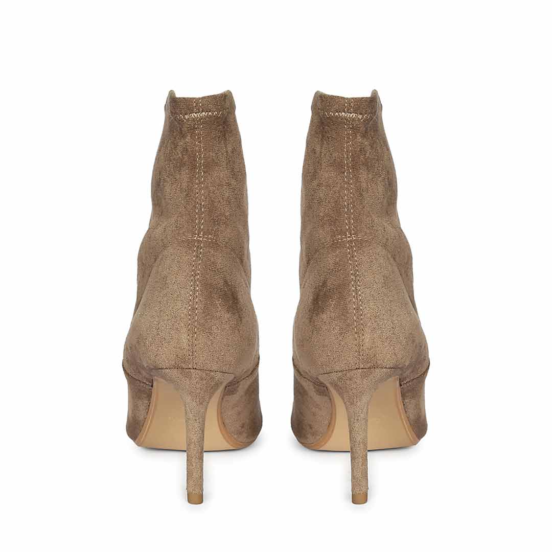 Saint Jemima Taupe Stretch Suede Stilettos Ankle Boots
