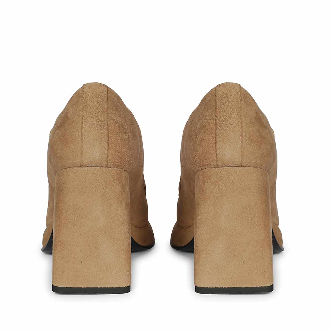 Saint Benoîte Chain Link Taupe Suede Leather Moccasins