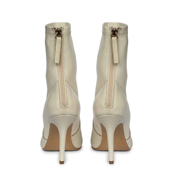 Saint Estrella Studded Stretch Beige Napa Stiletto Ankle Boots