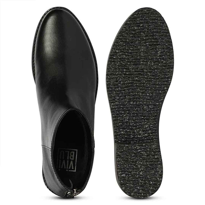 Livia Black Leather Ankle Boots